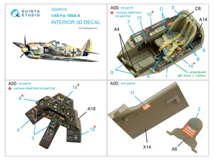 Quinta Studio QD48316 Fw 190A-4 3D-Printed &amp;amp; colored Interior on decal paper (Hasegawa) 1/48 – image 2