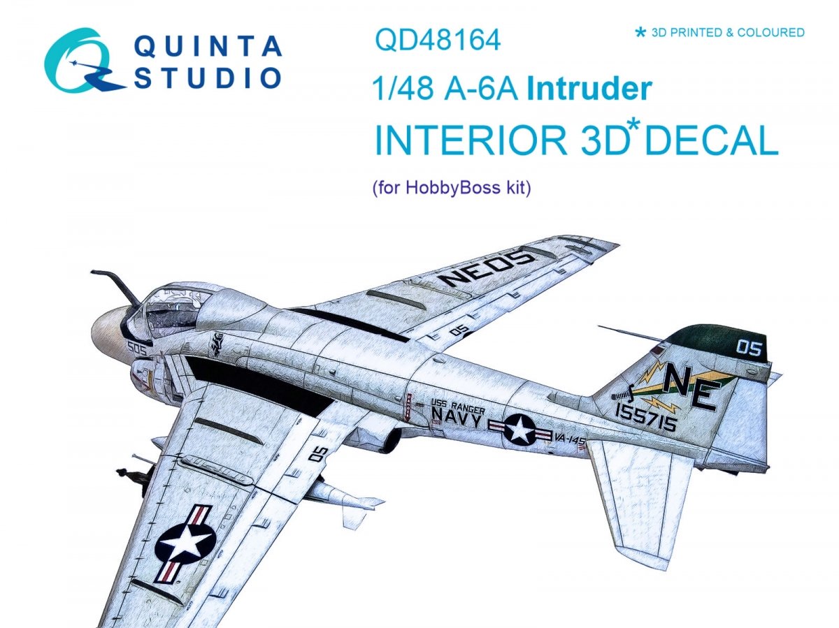 Quinta Studio QD48164 A-6A Intruder 3D-Printed &amp;amp; coloured Interior on decal paper (for HobbyBoss kit) 1/48