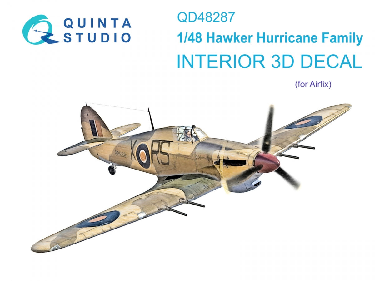 Quinta Studio QD48287 Hawker Hurricane family 3D-Printed & coloured Interior on decal paper (Airfix) 1/48