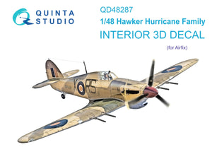 Quinta Studio QD48287 Hawker Hurricane family 3D-Printed &amp;amp; colored Interior on decal paper (Airfix) 1/48