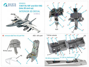 Quinta Studio QD48243 F/A-18F late / EA-18G 3D-Printed &amp;amp; colored Interior on decal paper ( Meng ) 1/48 – image 2