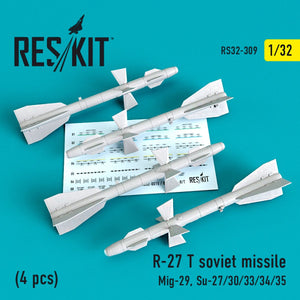 RESKIT RS32-0309 R-27T SOVIET MISSILES (4 PCS) 1/32