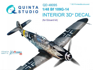 Quinta Studio QD48095 Bf 109G-14 3D-Printed &amp;amp; colored Interior on decal paper (for Eduard kit) 1/48