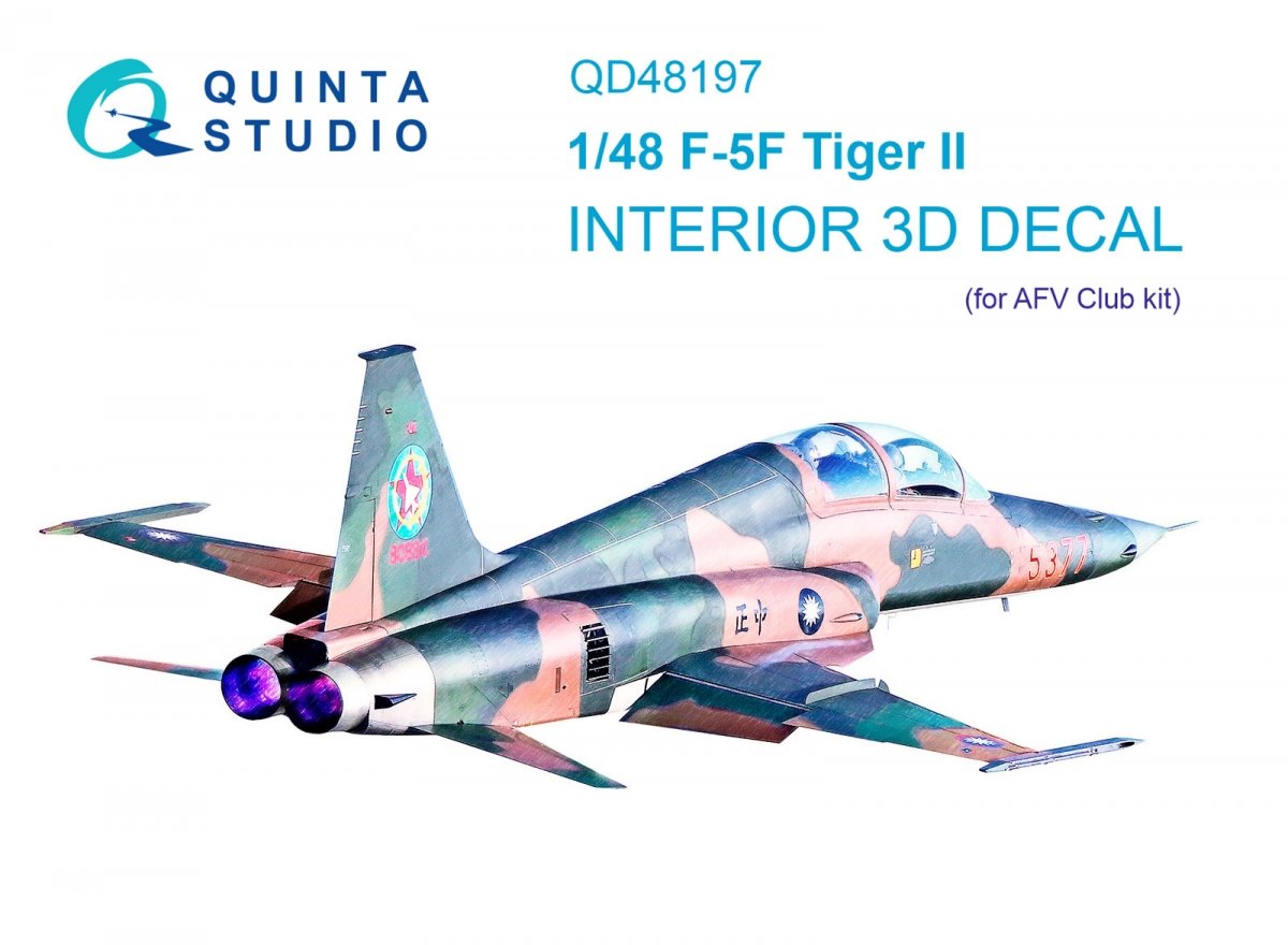 Quinta Studio QD48197 F-5F Tiger II 3D-Printed &amp;amp; coloured Interior on decal paper (for AFV Club ) 1/48