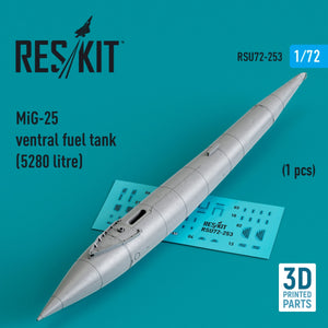RESKIT RSU72-0253 MiG-25 ventral fuel tank (5280 liter) (1 pcs) (3D Printed) 1/72