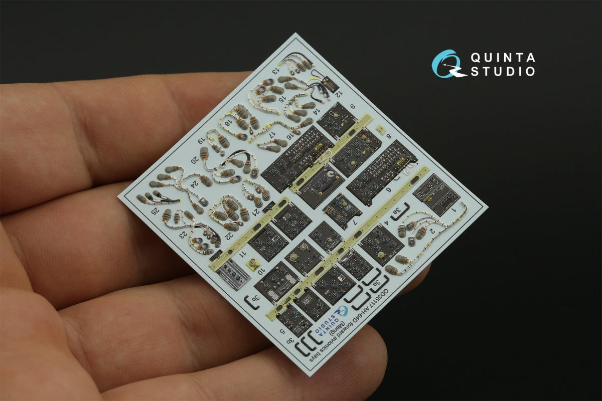 Quinta Studio QD35117 AH-64D Extended forward avionics bays 3D-Printed &amp;amp; colored Interior on decal paper (Meng) 1/35 – image 5