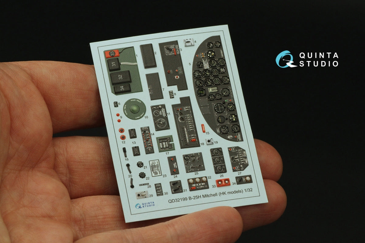 Quinta Studio QD32199 B-25H Mitchell 3D-Printed &amp;amp; colored Interior on decal paper (HK models) 1/32 – image 4