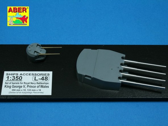 Aber 350L-48 Set of barrels 356mm x 10; 133mm x 16 for King George V, Prince of Wales 1/350 – zdjęcie 4