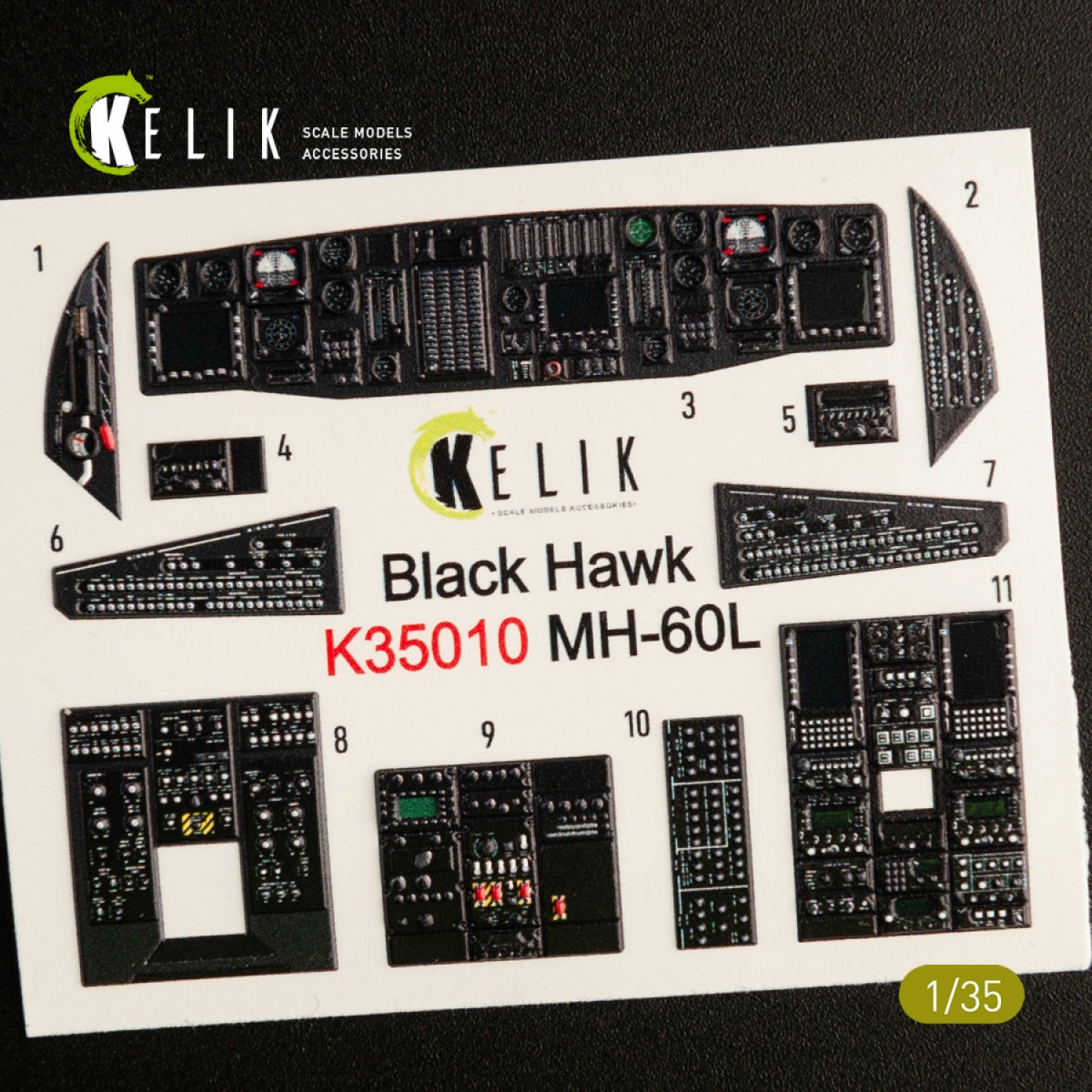 KELIK K35010 MH-60L BLACK HAWK INTERIOR 3D DECALS FOR KITTY HAWK KIT 1/35 – image 3