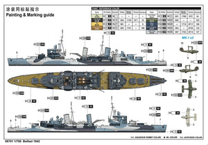 Trumpeter 06701 Royal Navy light cruiser Belfast 1942 1/700 – image 4