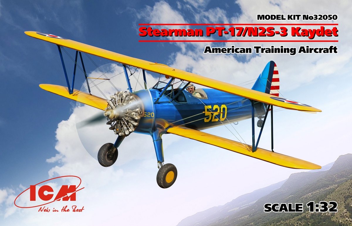 ICM 32050 Stearman PT-17/N2S-3 Kaydet (avion d&amp;#39;entraînement américain) 1/32