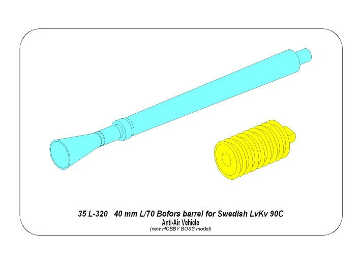 Aber 35L-320 Barrel 40 mm L/70 Bofors for Swedish LvKv 90C / Bofors 40mm L/70 barrel for Swedish LvKv 90C 1/35 – image 3
