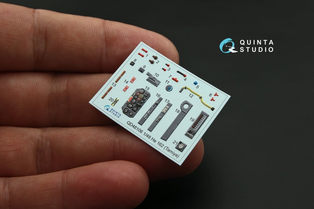 Quinta Studio QD48106 He-162 3D-Printed &amp;amp; coloured Interior on decal paper (for Tamiya kit) 1/48 – zdjęcie 6