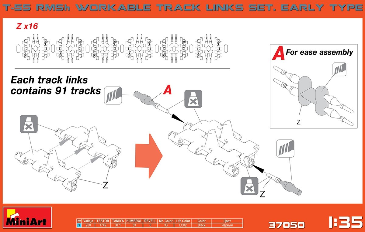MiniArt 37050 T-55 RMSh WORKABLE TRACK LINKS. EARLY TYPE 1/35 – image 2