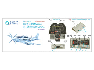 Quinta Studio QDS-32143 P-51D/K Mustang 3D-Printed coloured Interior on decal paper (Dragon) (Small version) 1/32 – zdjęcie 2