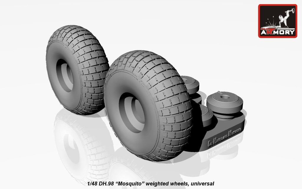 Armory Models AW48402 deHavilland DH.98 Mosquito wheels, “checkerboard” tire pattern, weighted 1/48 – image 2