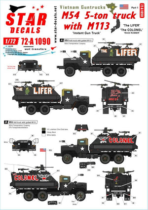 Star Decals 72-A1090 Vietnam Guntrucks. Instant Guntrucks - M54 5-ton truck with M113 APC 1/72