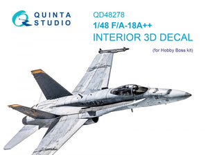 Quinta Studio QD48278 F/A-18А++ 3D-Printed &amp;amp; colored Interior on decal paper (HobbyBoss) 1/48