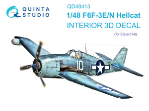 Quinta Studio QD48413 F6F-3E/N Hellcat 3D-Printed &amp;amp; colored Interior on decal paper (Eduard) 1/48