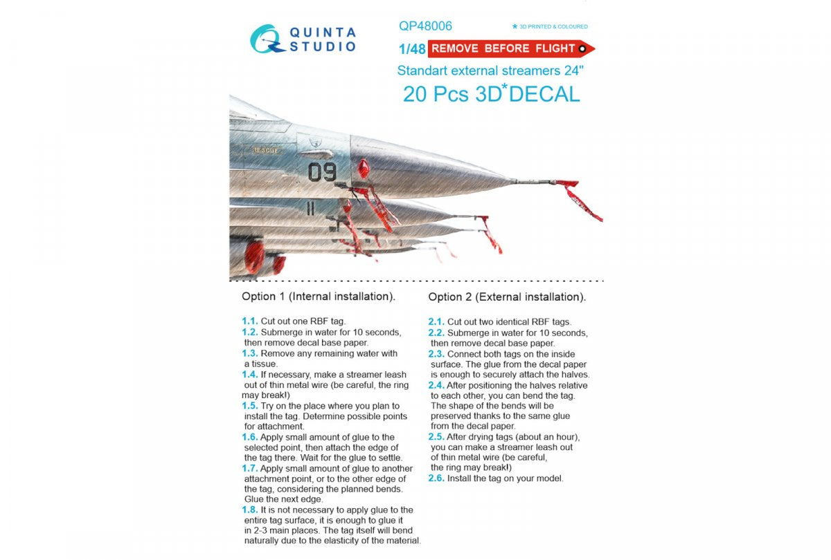 Quinta Studio QP48006 &amp;quot;Remove Before Flight&amp;quot; standart external streamer 24&amp;quot;, 20 Pcs 1/48 – zdjęcie 10