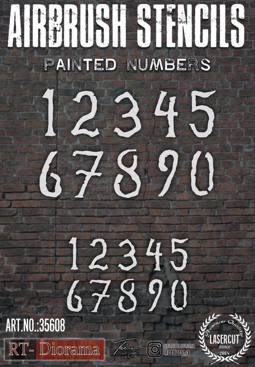 RT-Diorama 35608 Airbrush Stencil: Painted Numbers 1/35