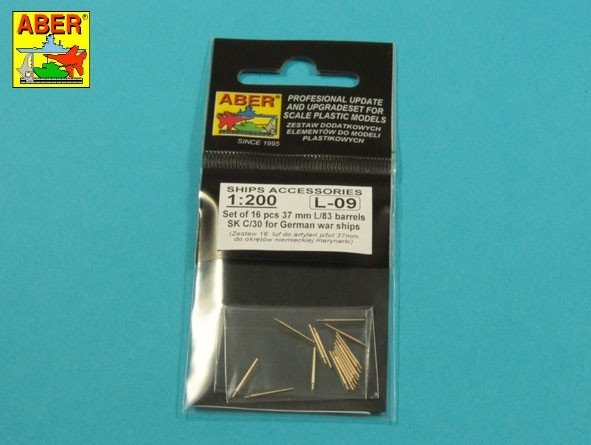 Aber 200L-09 Set of 16 barrels 37 mm L/83 SK C/30 for German ships 1/200 – image 3