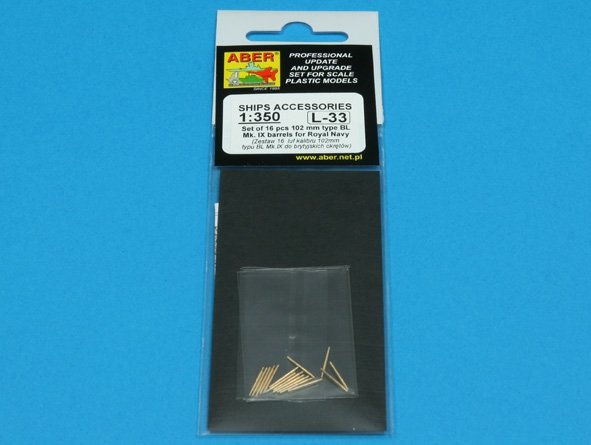 Aber 350L-33 Set of 16 pcs 102 mm type BL Mk.IX barrels for Royal Navy 1/350 – zdjęcie 5