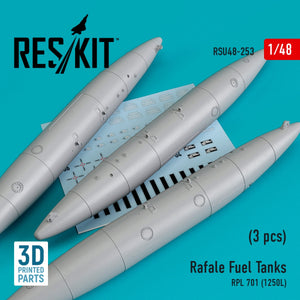 RESKIT RSU48-0253 Réservoirs de carburant RAFALE RPL 701 (1250 L) (3 pièces) (Imprimé en 3D) 1/48