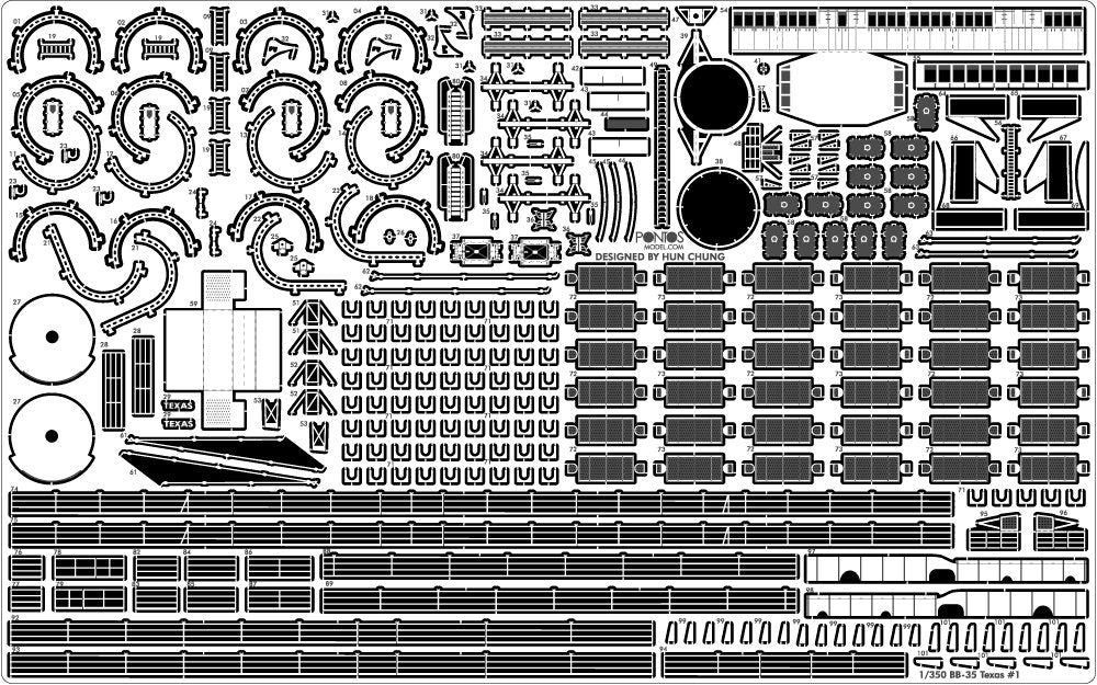 Pontos 35024FB USS BB-35 Texas 1945 Detail up set (20B Deck Blue Decl) 1/350 – zdjęcie 14