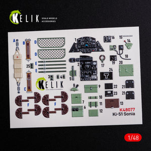 KELIK K48077 Ki-51 Sonia interior 3D decals for WingsyKits kit 1/48 – zdjęcie 2