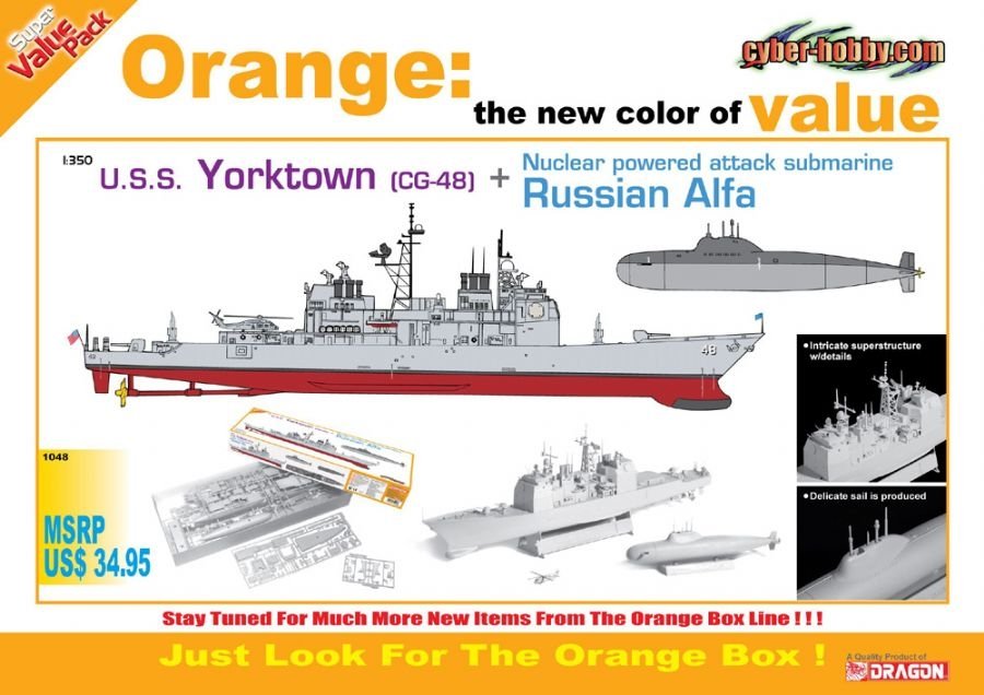 Cyber Hobby 1048 USS Yorktown CG-48 &amp;amp; Russian Alfa Class 1/350