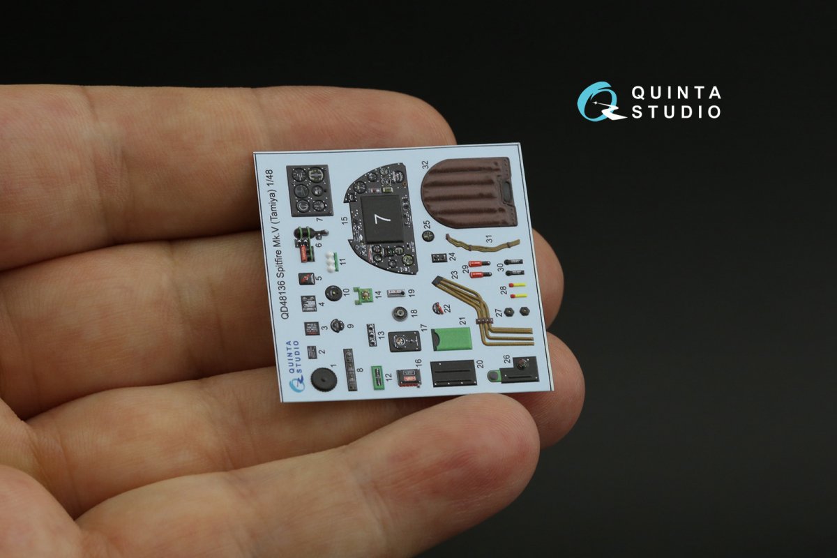 Quinta Studio QD48136 Spitfire Mk.V 3D-Printed &amp;amp; coloured Interior on decal paper (Tamiya) 1/48 – zdjęcie 4
