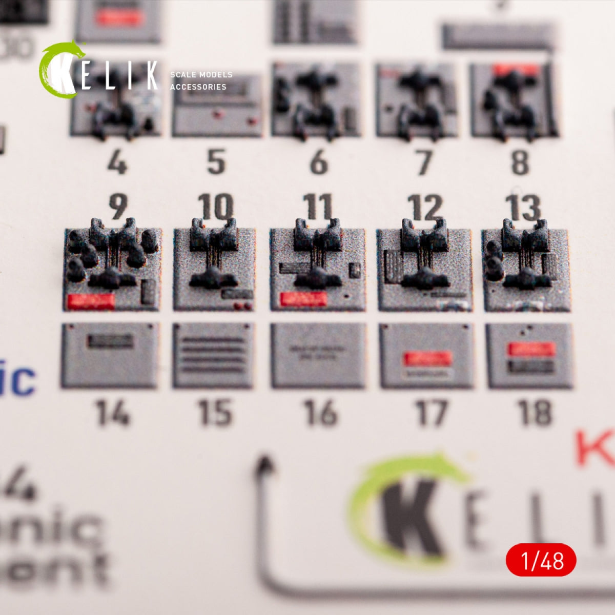 KELIK K48121 F-104 series Electrical Equipment - interior 3D decals for Kinetic kit 1/48