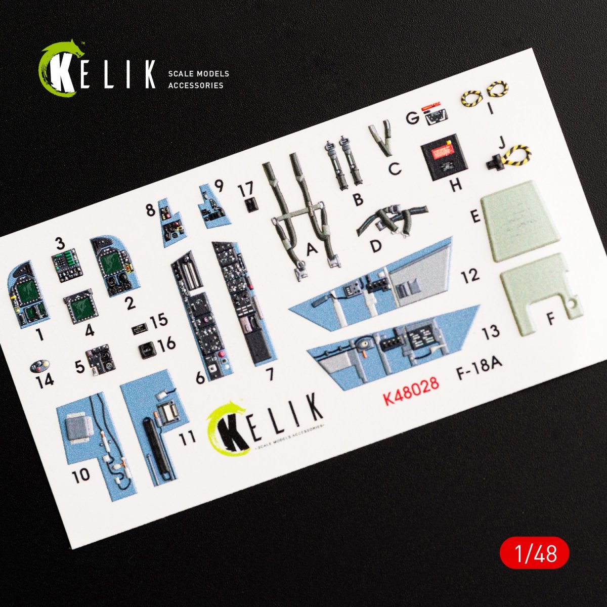 KELIK K48028 F/A-18A &amp;quot;HORNET&amp;quot; INTERIOR 3D DECALS FOR KINETIC KIT 1/48 – zdjęcie 2
