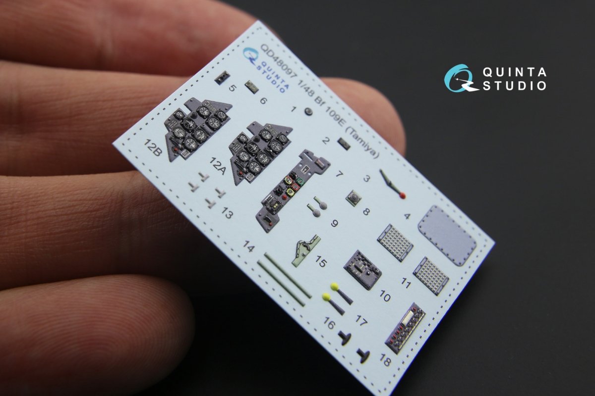 Quinta Studio QD48097 Bf 109E 3D-Printed &amp;amp; coloured Interior on decal paper (for Tamiya kit) 1/48 – zdjęcie 6