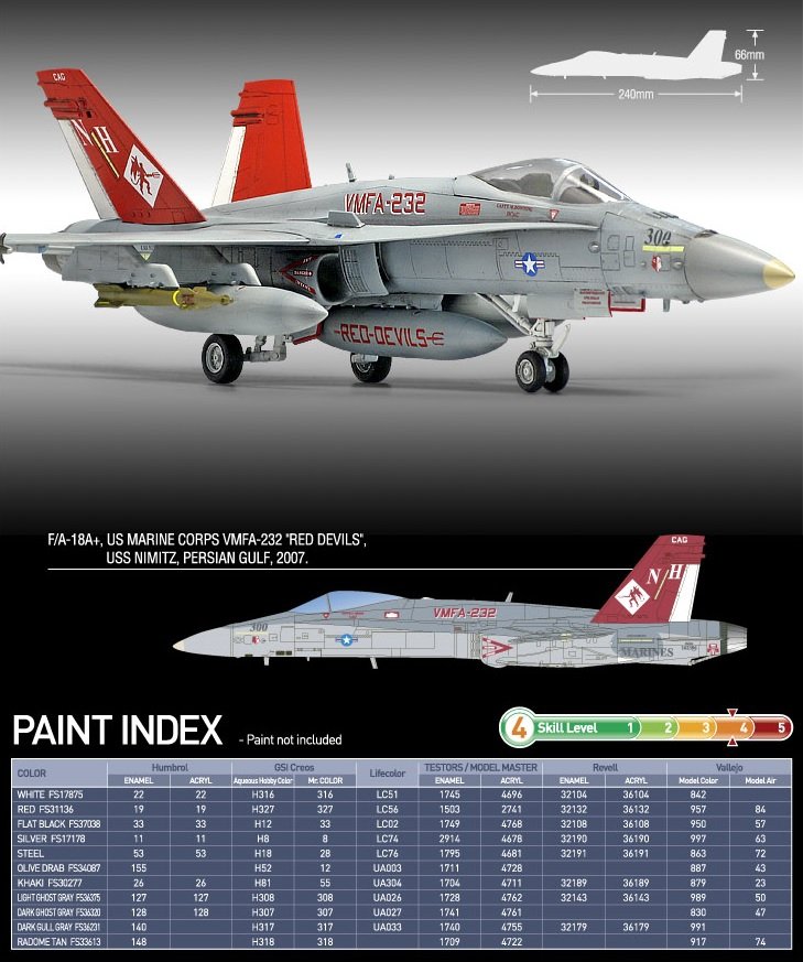 Academy 12520 USMC F/A-18 VMFA-232 RED DEVILS 1/72 – immagine 5