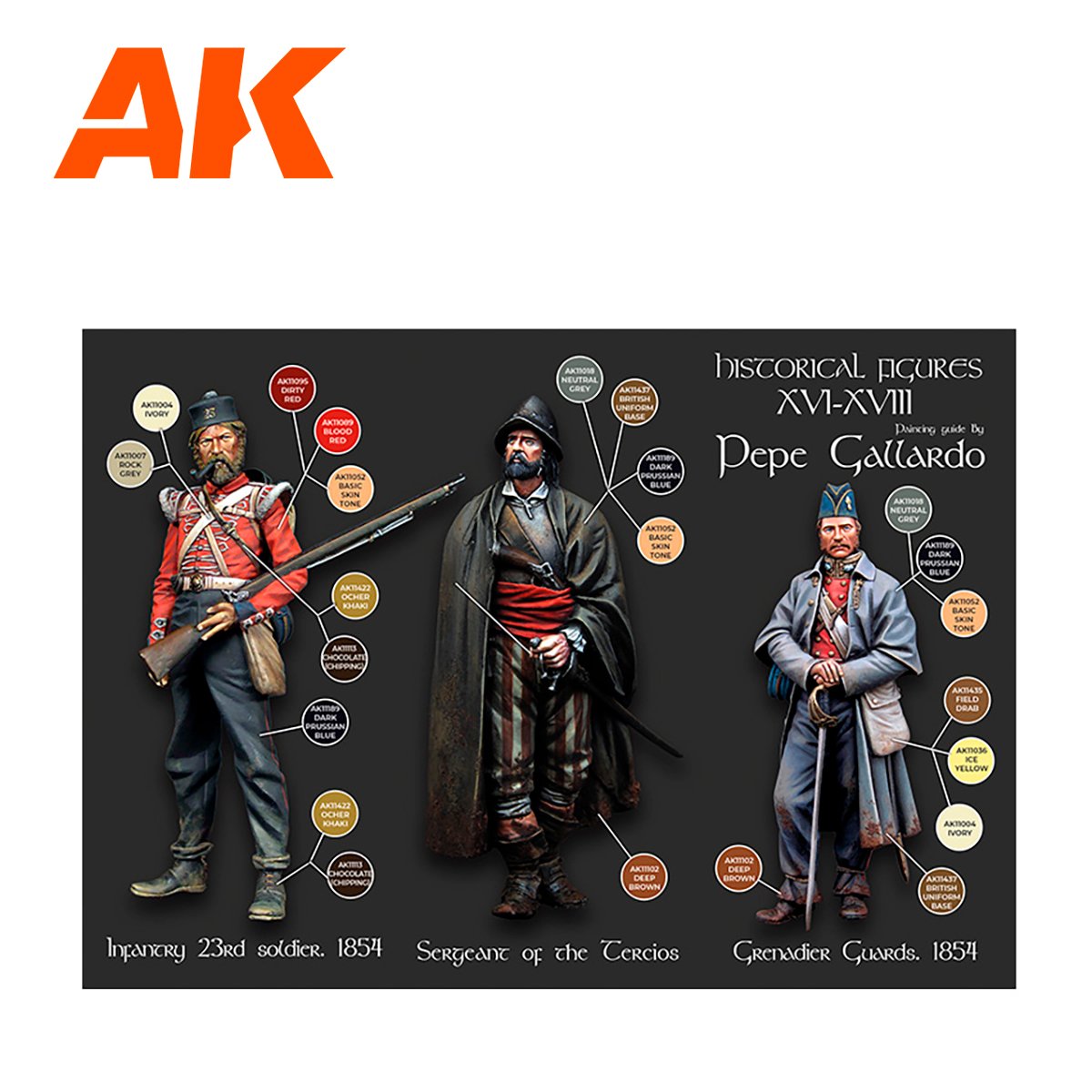 AK Interactive AK11762 SIGNATURE SET – HISTORICAL FIGURES S. XVI-XVIII BY PEPE GALLARDO PAINT SET 18x17 ml – zdjęcie 5