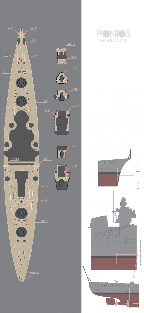 Pontos 35014WD1 DKM Tirpitz Jeu de terrasses en bois (1/350)  – image 3