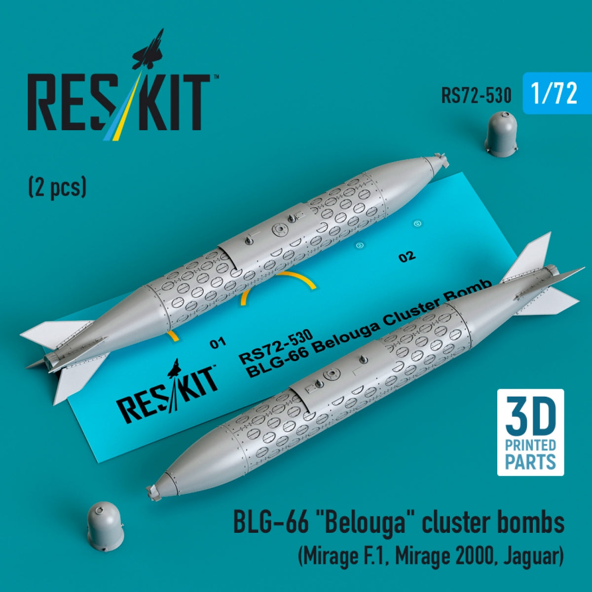 RESKIT RS72-0530 BLG-66 &amp;quot;Belouga&amp;quot; cluster bombs (2 pcs) (3D Printed) 1/72