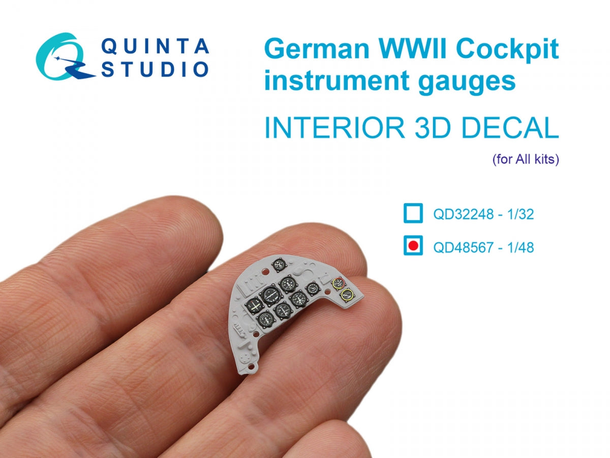 Quinta Studio QD48567 German WWII Cockpit instrument gauges 3D-Printed &amp; colored Interior on decal paper (All Kits) 1/48
