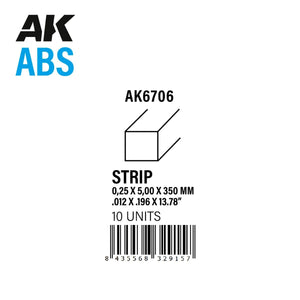 AK Interactive AK6706 STRIPS 0.25 X 5.00 X 350MM – ABS STRIP – 10 UNITS PER BAG – zdjęcie 2