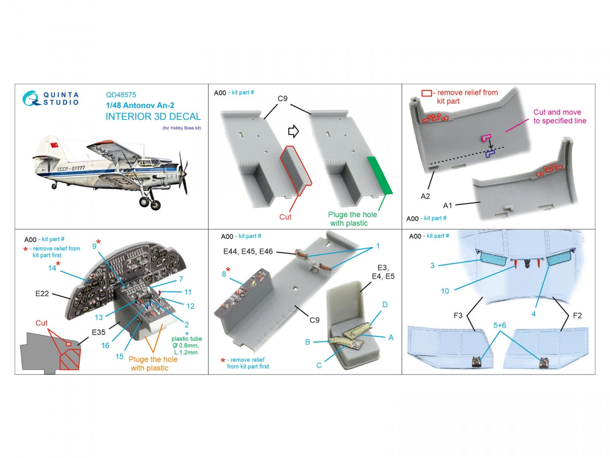Quinta Studio QD48575 Antonov An-2 Colt 3D-Printed &amp;amp; coloured Interior on decal paper (HobbyBoss) 1/48 – zdjęcie 10