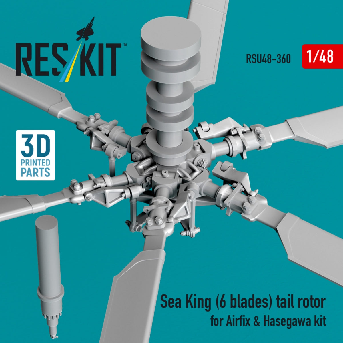 RESKIT RSU48-0360 Sea King (6 blades) tail rotor for Airfix &amp;amp; Hasegawa kit (3D printed) 1/48 – immagine 2