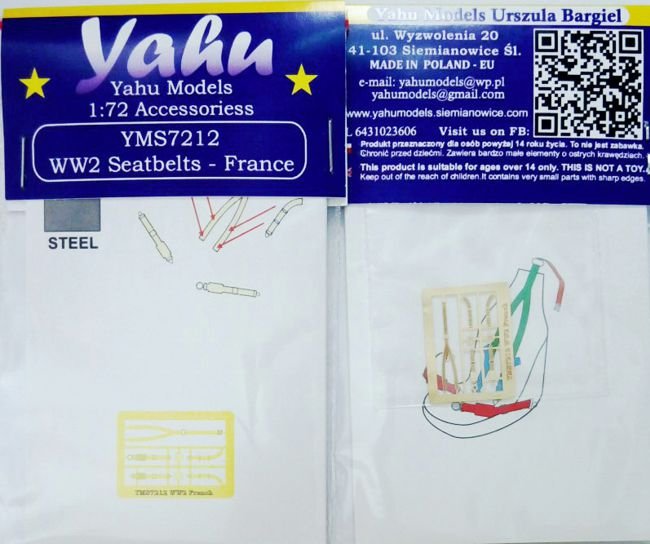 Ceintures de sécurité Yahu YMS7212 Seconde Guerre mondiale France (1/72)