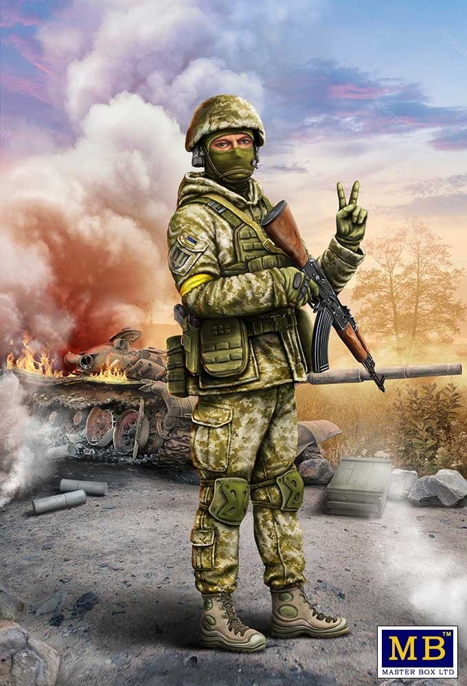 Master Box 24085 Russian-Ukrainian War series, Kit No 1. Ukrainian soldier, Defence of Kyiv, March 2022 1/24