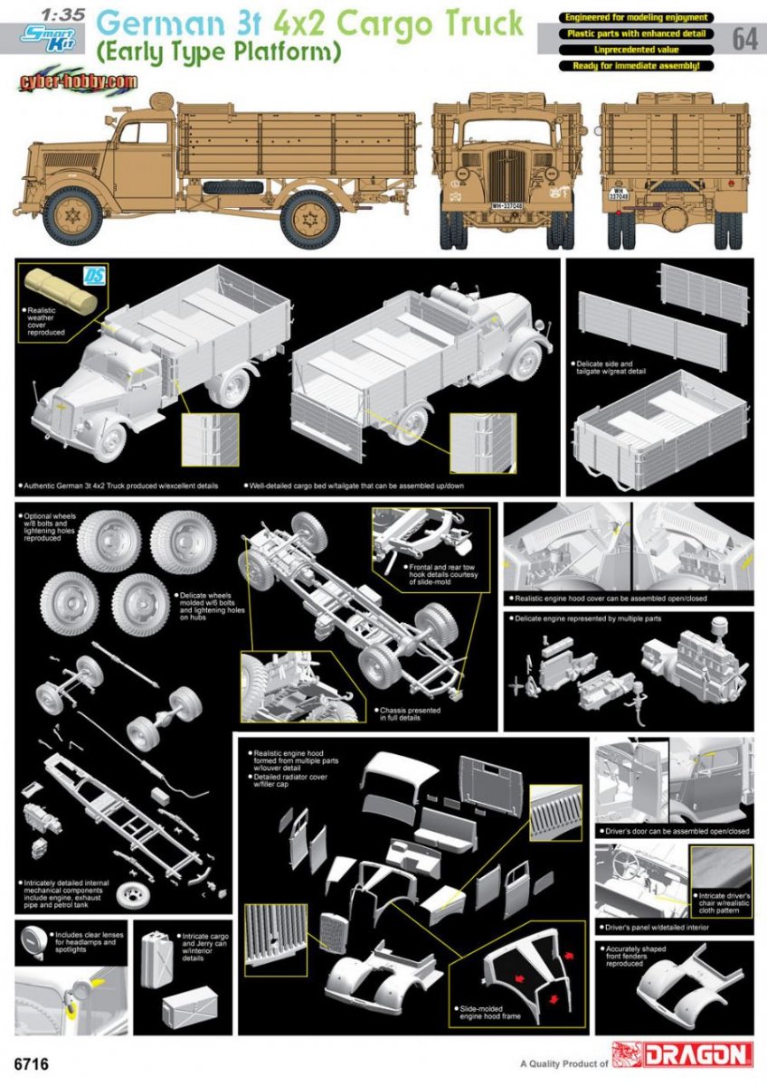 Cyber Hobby 6716 German 3t 4x2 Cargo Truck (Early Type Platform) 1/35 – image 2