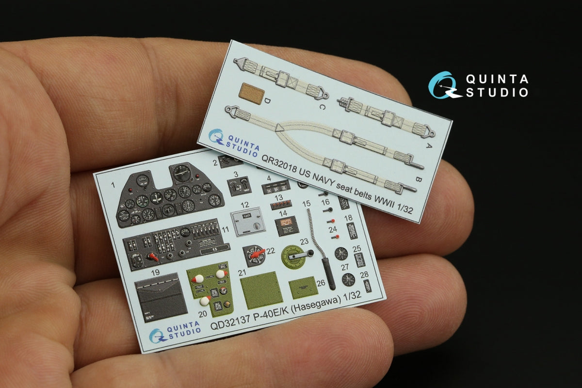 Quinta Studio QD32137 P-40E/K 3D-Printed &amp;amp; coloured Interior on decal paper (Hasegawa) 1/32 – zdjęcie 7