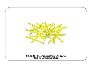 Aber 350L-16 Set of 20 pcs 20 mm L/65 barrels C/38 for German ships 1/350 – image 4