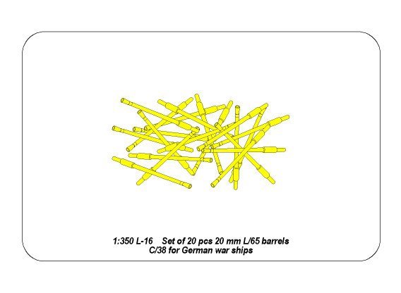 Aber 350L-16 Set of 20 pcs 20 mm L/65 barrels C/38 for German ships 1/350 – image 4
