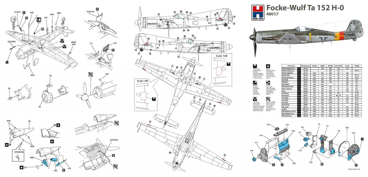 Hobby 2000 48017 Focke-Wulf Ta 152 H-0 ( DRAGON + CARTOGRAF ) 1/48 – zdjęcie 3
